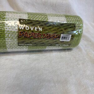 Deco Woven Poly Mesh 10" x 10 Yards Green White‎ Item RR800243